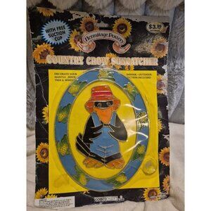 Country Crow Suncatcher‎ Overalls Plastic W/Metallic Detail Vtg 1996